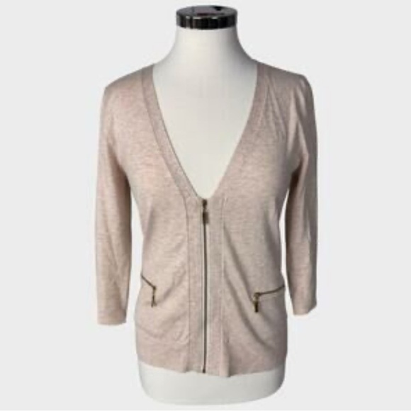 Grace Elements Sweaters - NWT Grace Elements Beige Zippered Cardigan